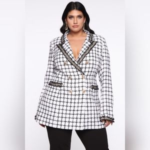 Fashion Nova Plus Size Classy Attitude Double Breasted Tweed Jacket